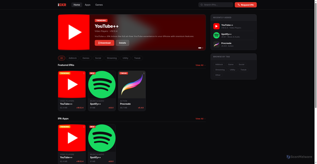 Security scan screenshot of https://ioxr-tweaks-bqiev9nmb6.edgeone.app/