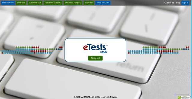 Security scan screenshot of https://etestsonline.org