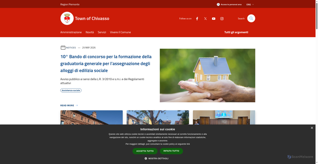 Security scan screenshot of https://www.comune.chivasso.to.it