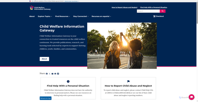 Security scan screenshot of https://www.childwelfare.gov/