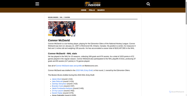 Security scan screenshot of https://www.bruinsinsider.com/nhl/players/connor-mcdavid