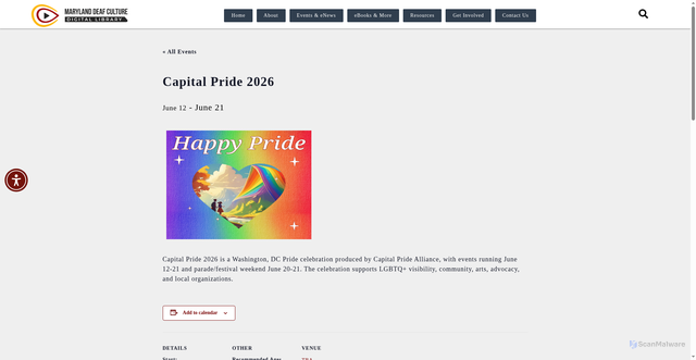 Security scan screenshot of https://www.marylanddcdl.org/event/capital-pride-2026/