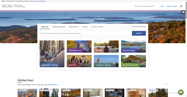 Security scan screenshot of https://www.recreation.gov/