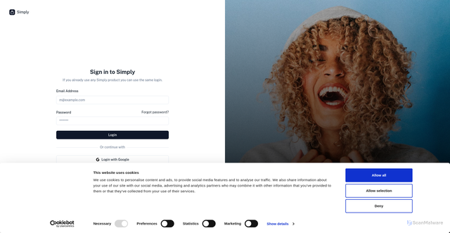 Security scan screenshot of https://app.simplyreview.com/