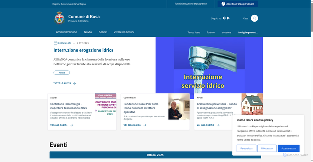 Security scan screenshot of https://comune.bosa.or.it/