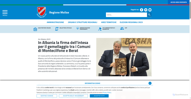 Security scan screenshot of https://www.regione.molise.it/flex/cm/pages/ServeBLOB.php/L/IT/IDPagina/1