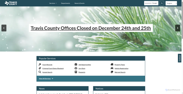 Security scan screenshot of https://www.traviscountytx.gov/