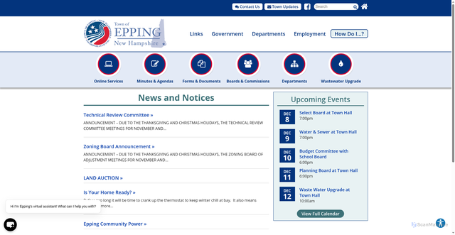 Security scan screenshot of https://www.eppingnh.gov/