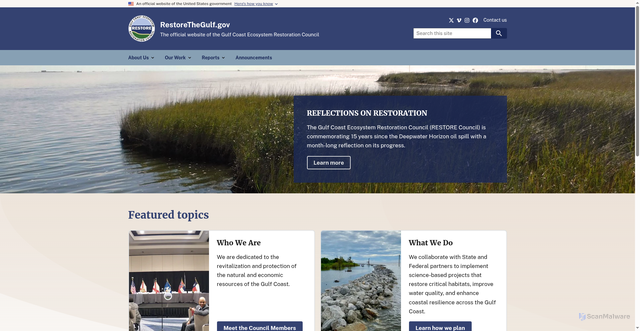 Security scan screenshot of https://www.restorethegulf.gov/