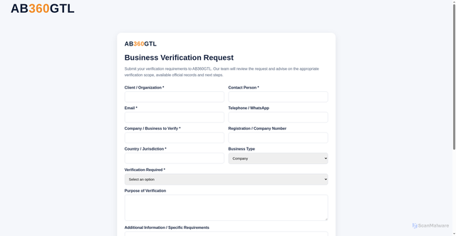 Security scan screenshot of https://ab360gtl.pages.dev/verification-request