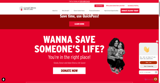 Security scan screenshot of https://www.donateblood.org/