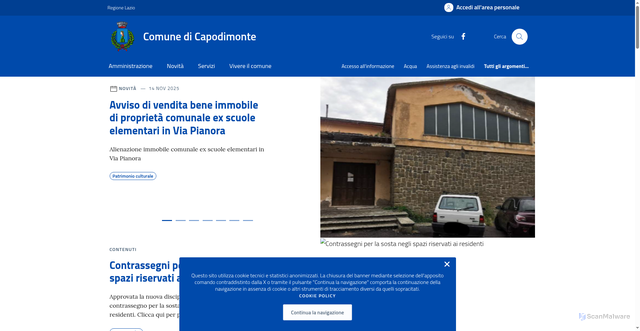Security scan screenshot of https://comune.capodimonte.vt.it/