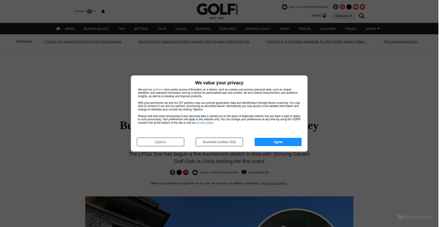 Security scan screenshot of https://www.golfmonthly.com/news/buick-lpga-shanghai-prize-money-payout-2025
