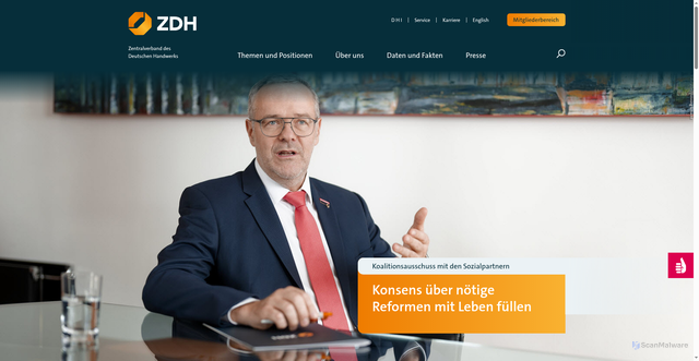 Security scan screenshot of http://www.zdh.de