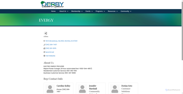 Security scan screenshot of https://business.derbychamber.com/list/member/evergy-664