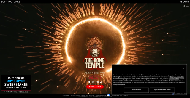 Security scan screenshot of https://28yearslater.movie/