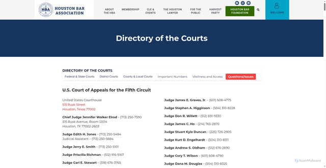 Security scan screenshot of https://www.hba.org/?pg=Directory-of-the-Courts
