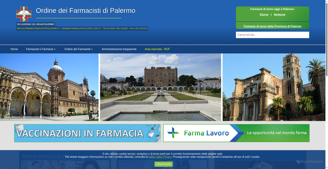 Security scan screenshot of https://www.ordinefarmacistipalermo.it/home.page.asp