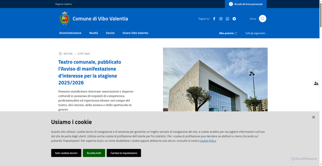Security scan screenshot of https://www.comune.vibovalentia.vv.it/