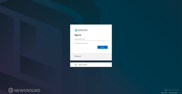 Security scan screenshot of https://newgroundinternational.sharepoint.com