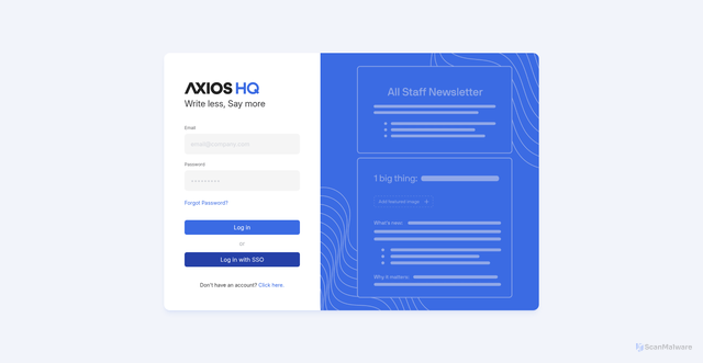 Security scan screenshot of https://editor.axioshq.com