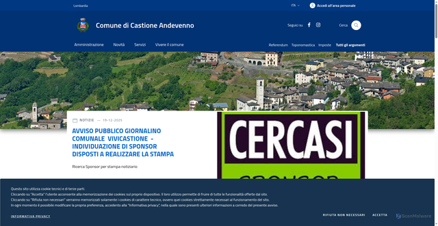 Security scan screenshot of https://www.comune.castioneandevenno.so.it/