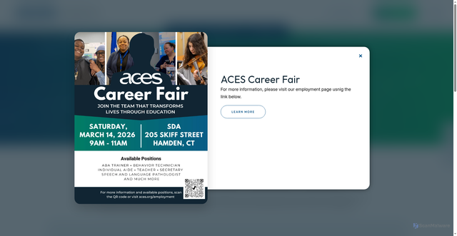 Security scan screenshot of https://www.aces.org/schools-programs/special-education-schools/village-school/family-portal/cancellations-delays-and-early-dismissal-information