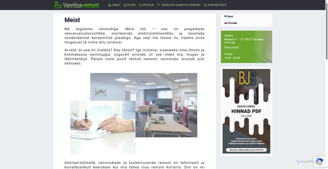 Security scan screenshot of https://vannitoa-remont.ee/meist/