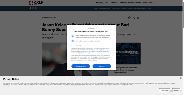 Security scan screenshot of https://www.kxlf.com/entertainment/celebrity/jason-kelce-calls-out-fake-quote-about-bad-bunny-super-bowl-backlash