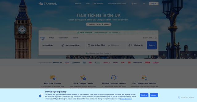 Security scan screenshot of https://api.thetrainpal.co.uk