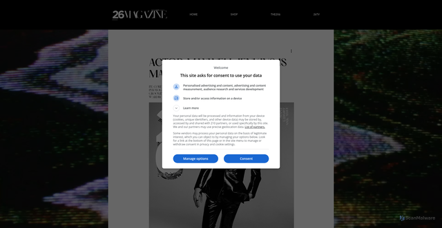 Security scan screenshot of https://www.26-magazine.com/actor-maxwell-jenkins-is-making-his-mark