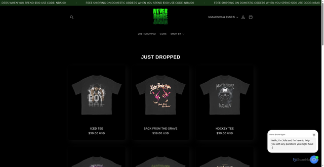 Security scan screenshot of https://neverbrokeagain.com/