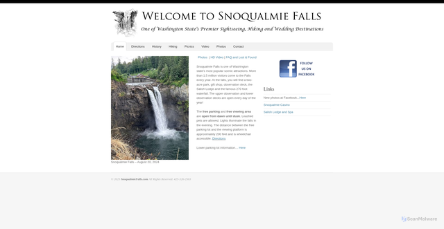 Security scan screenshot of https://www.snoqualmiefalls.com/