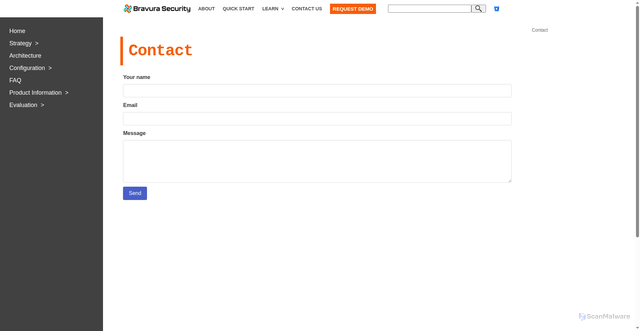 Security scan screenshot of https://docs.bravurasecurity.cloud/contact/