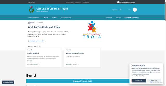 Security scan screenshot of https://www.comune.orsaradipuglia.fg.it/