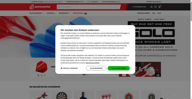 Security scan screenshot of https://www.dartshopper.de