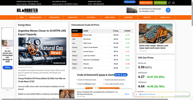 Security scan screenshot of https://www.oilmonster.com/