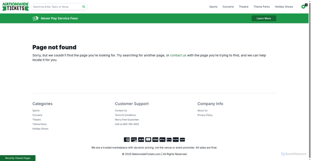 Security scan screenshot of https://www.nationwidetickets.com/tickets/7421191/southern-christmas-show-tickets-thu-nov-13-2025-the-park-expo-conference-center