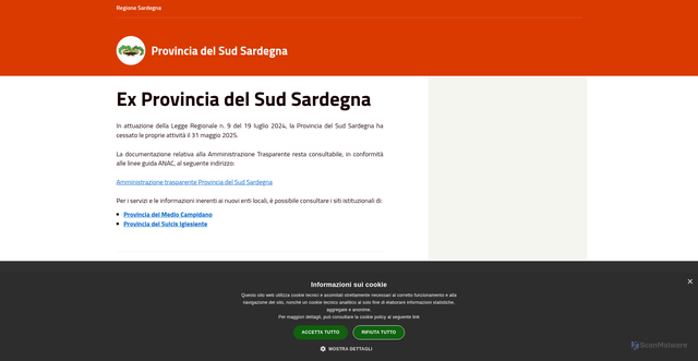 Security scan screenshot of https://www.provincia.sudsardegna.it