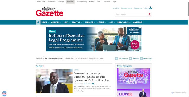 Security scan screenshot of https://www.lawgazette.co.uk