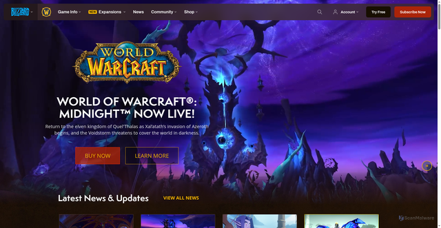 Security scan screenshot of https://worldofwarcraft.blizzard.com/