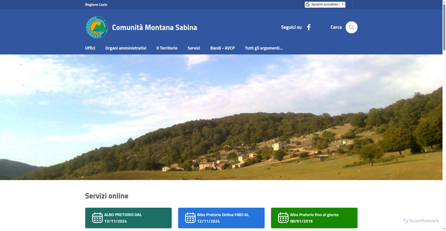 Security scan screenshot of https://www.comunitamontanasabina.it/
