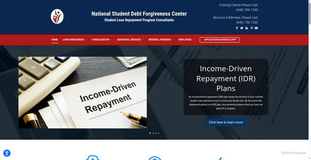 Security scan screenshot of https://nationalstudentdebtforgivenesscenter.com/