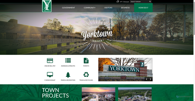 Security scan screenshot of https://www.yorktownindiana.org/