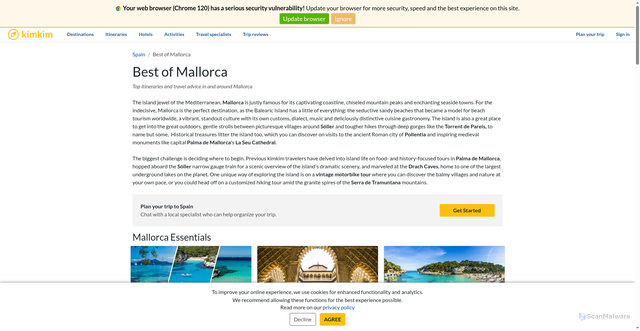 Security scan screenshot of https://www.kimkim.com/sc/spain-best-of-mallorca