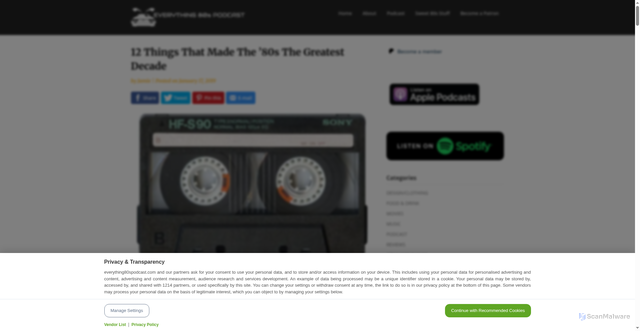 Security scan screenshot of https://www.everything80spodcast.com/12-things-that-made-the-80s-the-greatest-decade/