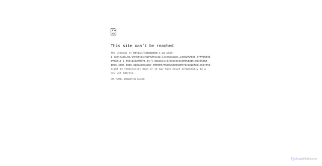 Security scan screenshot of https://23nbpth9.r.us-west-2.awstrack.me/L0/https:%2F%2Fus12.listmanage1.com%2F2836.77XVdb83DbVSXKi3.p.A64iZc02FB7f1.6y-y_G8w3wlc/2/0101019c60561316-8de753b4-18e6-4c87-98b6-322aa02ea3be-000000/MA3UyXd2OnmOhv9zquQkfX5isCg=466