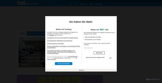 Security scan screenshot of https://www.stuttgarter-nachrichten.de