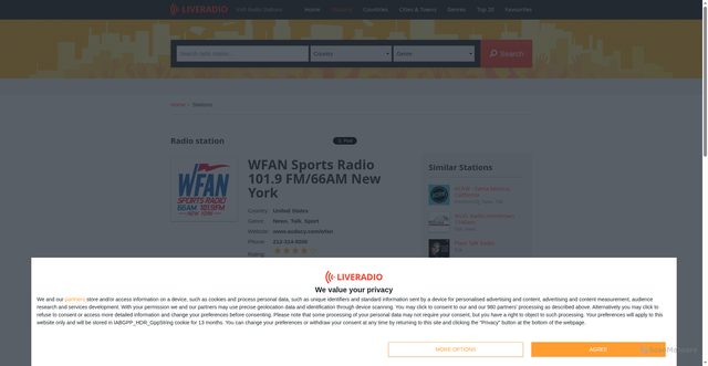 Security scan screenshot of https://www.liveradio.ie/stations/wfan-sports-radio-101-9-fm-66am-new-york