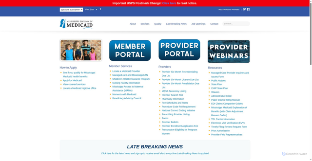 Security scan screenshot of https://medicaid.ms.gov/
